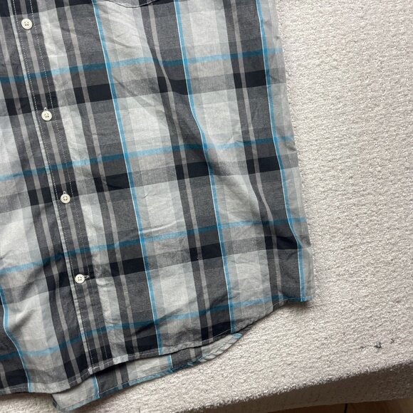 Y2K Hurley Shirt Mens XXL Light Grey / Blue Button Up Skater Surfer Beach Casual - Picture 5 of 15